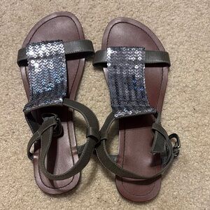 Sequin Strap Sandals